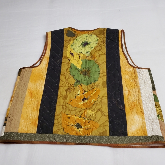 Vintage Y2K Handmade Floral Print Quilted Patchwork Vest One Size Boho Chic - Picture 5 of 14